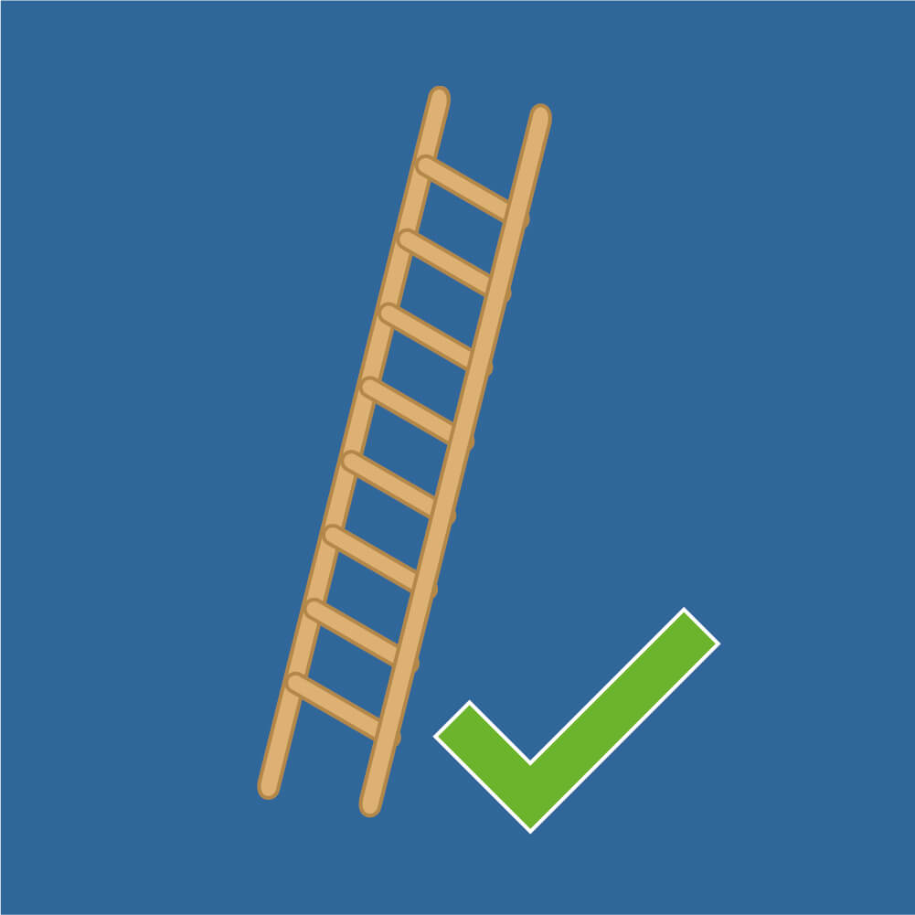 Step by Step - Make sure even floor, Ladder parts are securely tight